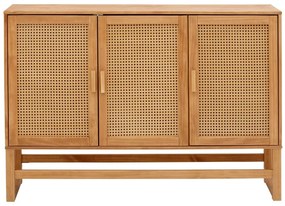Komoda z drewna sosnowego z rattanowymi drzwiczkami Støraa Jolene, szer. 128 cm