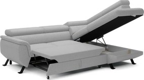 Narożnik RAVEN L Prawostronny wolnostojący z funkcją spania tkanina ARAGON 83 Popielaty WERSAL