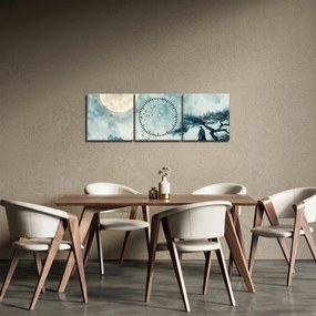 Obraz - Malowanie księżyca w pełni (z zegarem) (90x30 cm)