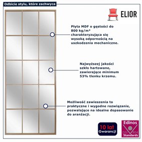 Loftowe dębowe lustro ze szprosami  Z9-L96