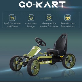 HOMCOM Gokart na pedały dla dzieci z hamulcem ręcznym zielony idealny do zabawy na podwórku | Aosom PL