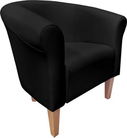 Fotel Milo tkanina Eko-skóra elegancki fotel do salonu i gabinetu : Kolor nogi - Drewno, Kolor tkaniny - EKO-SKÓRA - 1D, Wysokość nogi - 20 cm