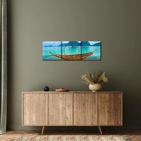 Obraz - Hamak na plaży (z zegarem) (90x30 cm)