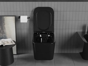 Mexen Teo miska wc Rimless z deską wolnoopadającą slim, duroplast, czarna połysk - 30854070
