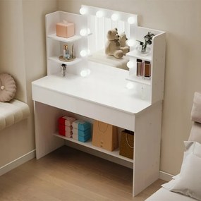 Toaletka kosmetyczna z lustrem LED 110 cm – nowoczesna toaletka do makijażu i wizażu w stylu loft