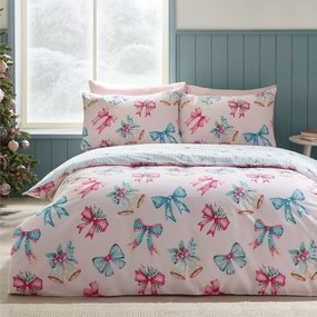 Różowa pościel dwuosobowa 230x220 cm Bows And Bells – Catherine Lansfield
