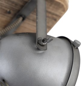 Industrialny reflektor stalowy z drewnem, regulowany - Emado