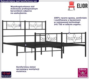 Czarne metalowe łóżko rustykalne 120x200cm czarny