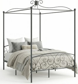 Szare rustykalne łóżko małżeńskie 140x200 cm F2-P22