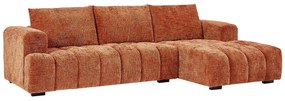 Kanapa narożna prawostronna z teksturowanej tkaniny w kolorze terakoty BENOLA