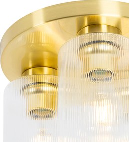 Lampa sufitowa Art Deco złota ze szkłem 3-punktowa - Laura