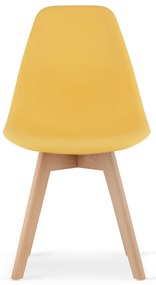Musztardowe krzeslo KITO z bukowymi nogami