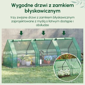 Outsunny Tunel Foliowy Mini Szklarnia Ogrodowa Łatwy Montaż 270x90x90cm Zielony | Aosom PL