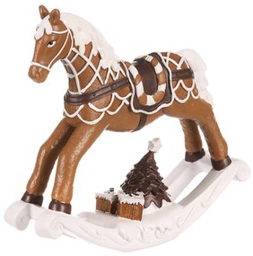 Dekoracja świąteczna Konik na biegunach, brązowy, polyresin, 17 cm