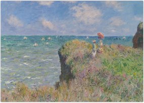 Obraz na szkle - Claude Monet, Cliff Walk at Pourville, reprodukcje (70x50 cm)
