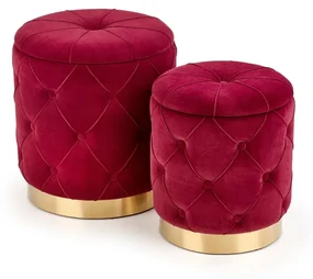 Zestaw puf POLLY VELVET bordowy HALMAR