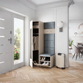 Masseno Garderoba VIRA 95/181/51 cm Nowoczesna Szafa do Przedpokoju Kaszmir, MONOLITH 85 (Szary)