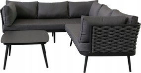 Zestaw mebli ogrodowych szary aluminium narożnik z poduszkami i stolik