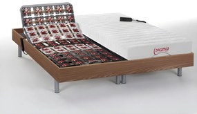 Łóżko elektryczne z funkcją relaksu z materacem z lateksową warstwą wierzchnią - 2 x 80 x 200 cm - Naturalne jasne - ETHER DREAMEA