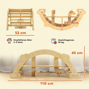 AIYAPLAY Montessori drabinka wspinaczkowa do domu, 2 w 1 łuk z drewna, dla dzieci 2-4 lata, 110x52x45 cm, drewno naturalne