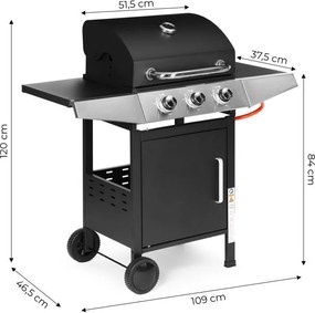 Grill gazowy z pokrywą i termometrem QL-02 na kółkach