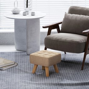 HOMCOM Puf z wyściełaniem, wygląd lnu, nogi z drewna, do 110 kg, Brązowy