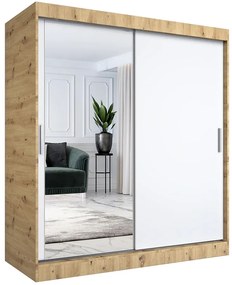 Szafa przesuwna dąb artisan + biały 180 cm - Seko 5X