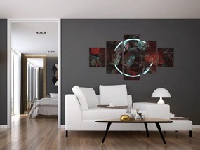 Obraz - Neonowe koło między palmami (125x70 cm)