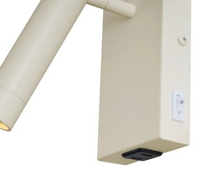 Nowoczesny Kinkiet / Lampa scienna beżowy z regulacją i USB-C - Croft Nowoczesny Oswietlenie wewnetrzne
