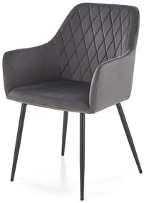 Popielate welurowe krzesło pikowane metalowe - Hatos