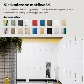 Szafa socjalna ubraniowa 10-drzwiowa biała, 1360x1720x450 mm: BARTEK