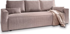 Masseno Sofa MENI z funkcją spania i pojemnikiem na pościel, Rozkładana sofa - Wrzosowy, POSO 130