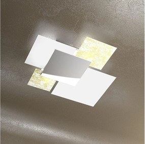 Nowoczesna lampa sufitowa 1088/70-FO Białe szkło i złoty liść 4xE27