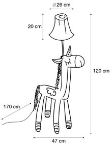 Dziecięca lampa podłogowa jednorożec różowa - Bonita Dla dzieci Oswietlenie wewnetrzne