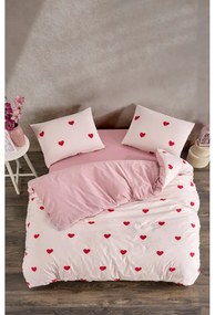 Różowa pościel jednoosobowa z prześcieradłem/3-częściowa 160x220 cm Red Heart – Mila Home