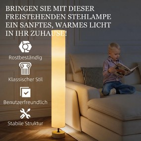 HOMCOM Lampa stojąca do salonu z kloszem lnianym, włącznik nożny | Aosom PL