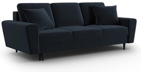 Ciemnoniebieska aksamitna rozkładana/ze schowkiem sofa 235 cm Kyoto – Cosmopolitan Design