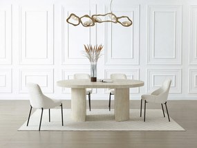 Stół do jadalni rozkładany dla 4 do 12 osób z MDF - Efekt beżowego trawertynu - SIDRINA