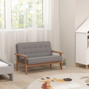 AIYAPLAY Fotel dziecięcy, kanapa dziecięca z drewnianą ramą, welurowe wykończenie, tapicerowany, dla dzieci w wieku 3–15 lat Szary