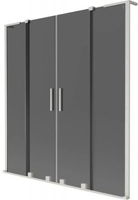 Mexen Velar L Duo parawan nawannowy 2-skrzydłowy rozsuwany 150 x 150 cm, grafit, nikiel szczotkowany - 896-150-003-42-97