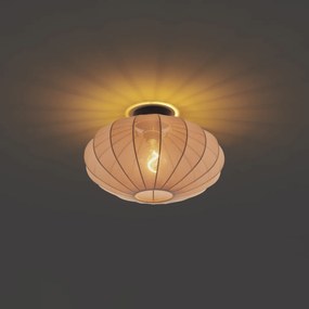 Lampa sufitowa w stylu japandi, brązowa, z abażurem z tkaniny - Bida