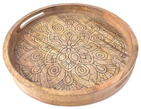 InDecor Taca z drewna mango Mandala, 38 x 38 x 4,5cm