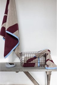 Bordowo-szarobeżowy ręcznik kąpielowy z bawełny organicznej frotte 70x133 cm Nova Arte – Mette Ditmer Denmark
