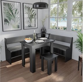 Grupa ławek narożnych czarny 180x150x80 roman