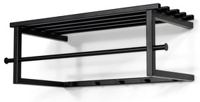 Czarny metalowy wieszak ścienny z półką 76 cm Marco – Spinder Design