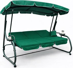Bujana huśtawka do ogrodu rozkładana Nepal MAS-4026, kolor zielony