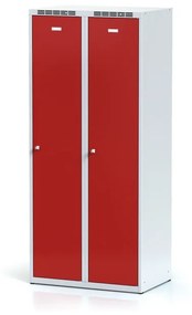 Alfa 3 Szafka ubraniowa z przegrodą, 2-drzwiowa, 1800 x 800 x 500 mm, zamek cylindryczny, drzwi czerwone