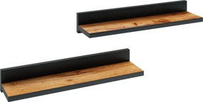 Zestaw Półek Czarny Wiszących + Dąb Craft 2 Szt C7-W57