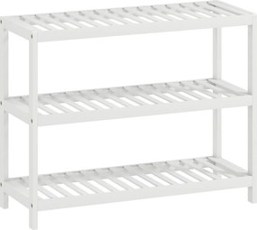 HOMCOM 3-poziomowy regał bambusowy, regał na buty, regał do przechowywania, lakierowane wykończenie, Biały