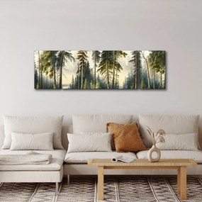 Obraz - Krajobraz lasów w stylu vintage (170x50 cm)